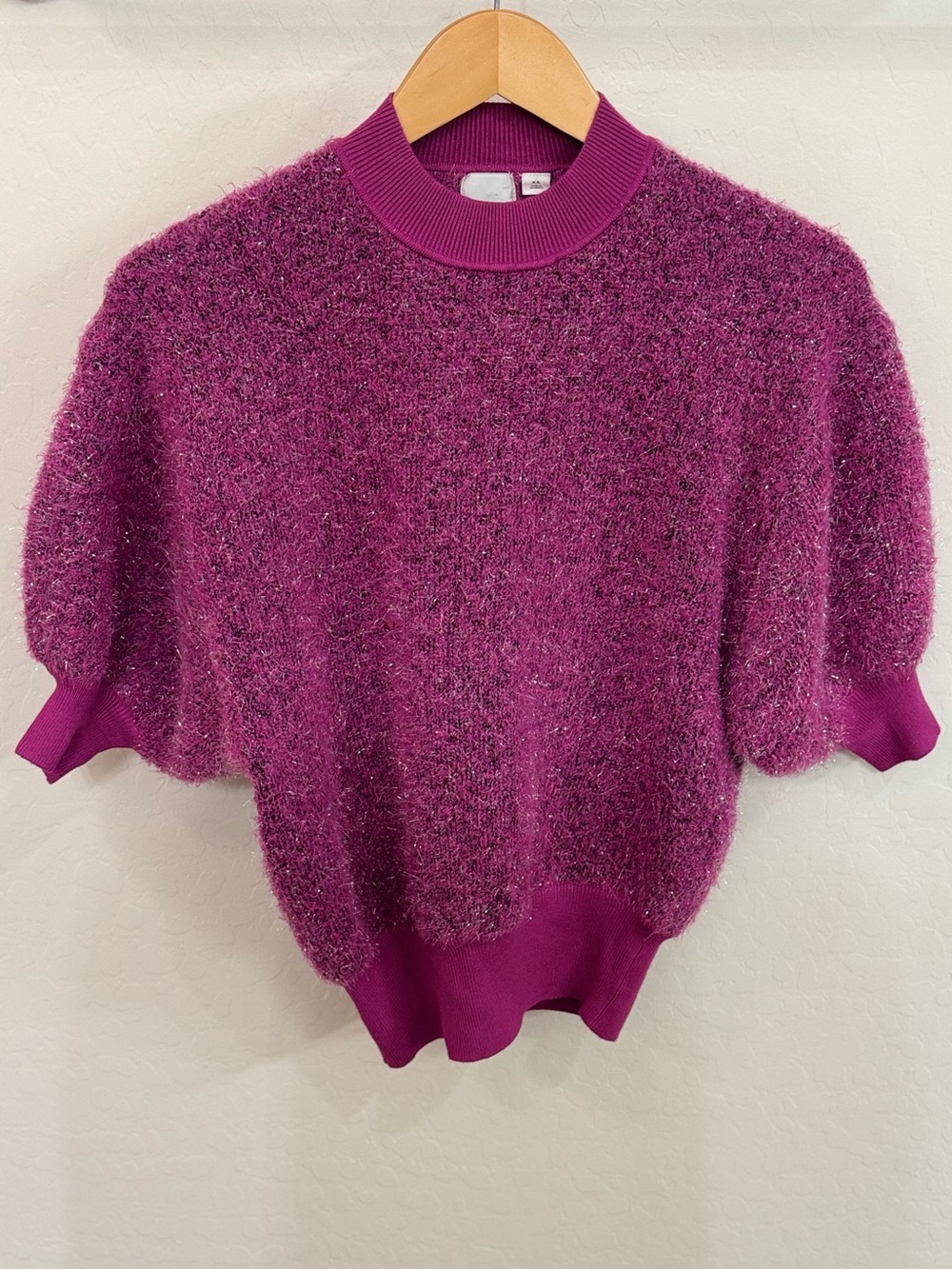 NWT Anthropologie Maeve Violetta Tinsel Open-Back Sweater Fuchsia Pink Boho XS